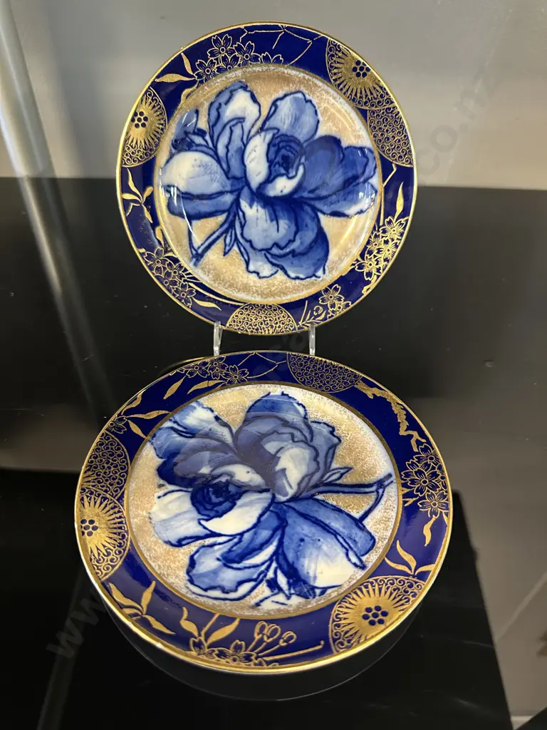 Circa 1920 Royal Doulton Blue Rose Flow Small Plates Dia14cm. Image 1++