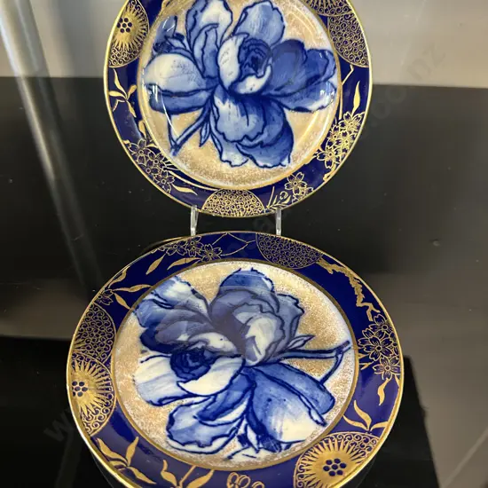 Circa 1920 Royal Doulton Blue Rose Flow Small Plates Dia14cm.