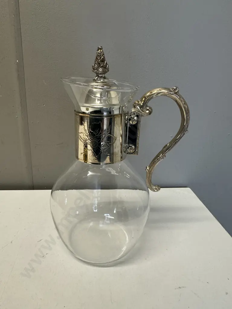 Vintage Silver Plated & Glass Heat Proof Carafe H27cm. Image 1++