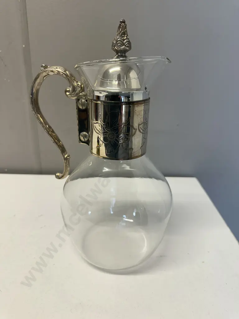 Vintage Silver Plated & Glass Heat Proof Carafe H27cm. Image 1++