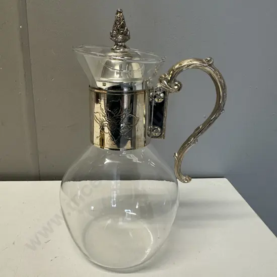 Vintage Silver Plated & Glass Heat Proof Carafe H27cm.