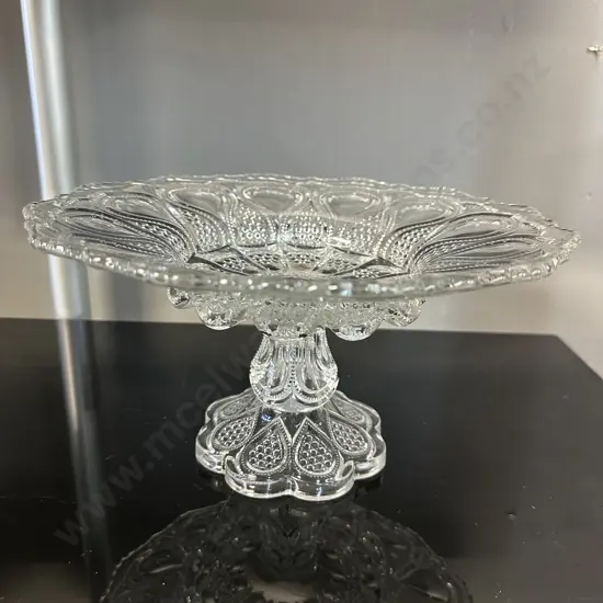 Antique Pressed Glass Compote 'Loops & Drops' Pattern H14,Dia27cm.