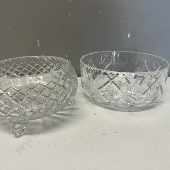 Vintage Crystal Bowls Including Tri Footed