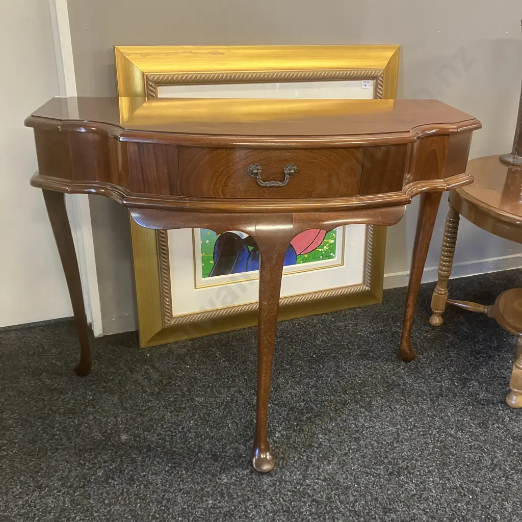 Mahogany Queen Anne Style Console Table, Single Drawer. H73 W91 D41cm Image 1++