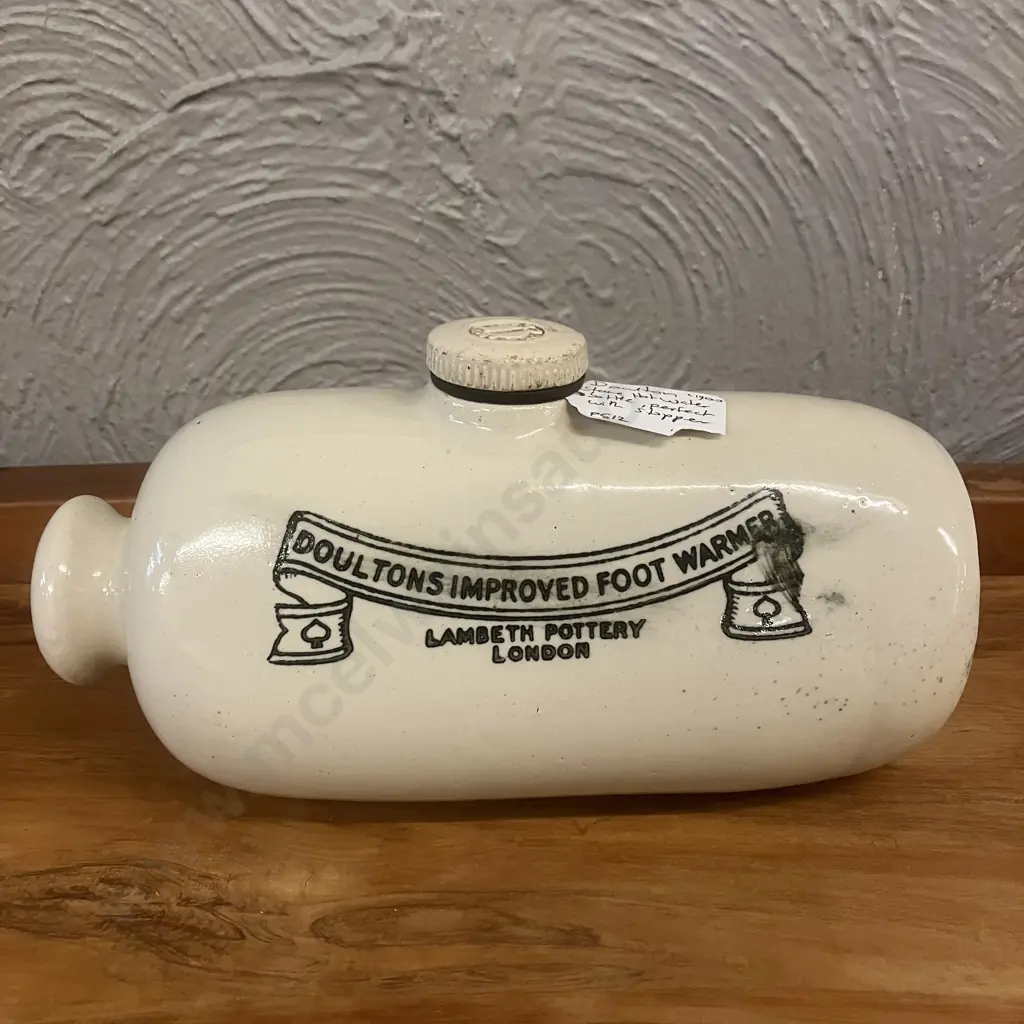Large Antique Doultons Improved Foot Warmer With Stopper, Lambeth Pottery London c1900, L27cm Image 1++