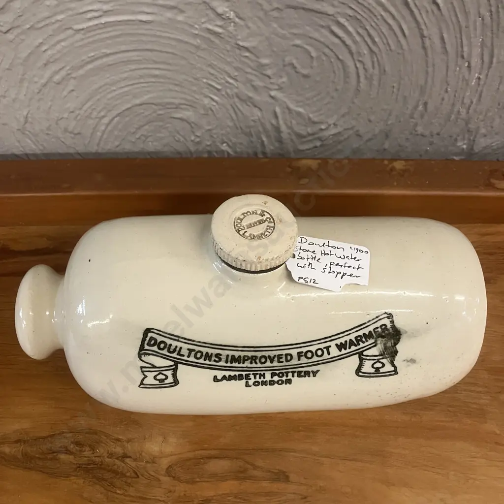 Large Antique Doultons Improved Foot Warmer With Stopper, Lambeth Pottery London c1900, L27cm Image 1++