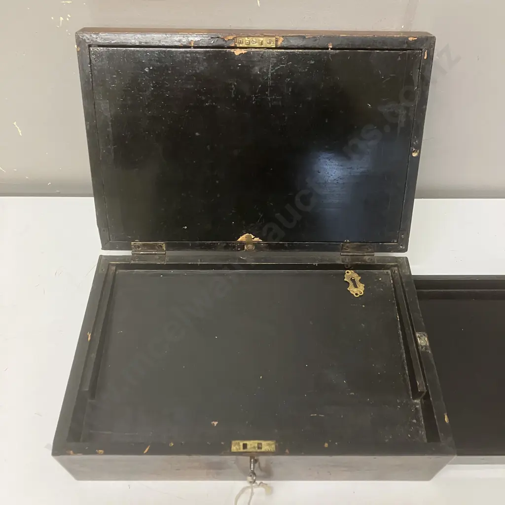 Antique Lacquered Writing Slope With Key (As Found Condition) Image 1++