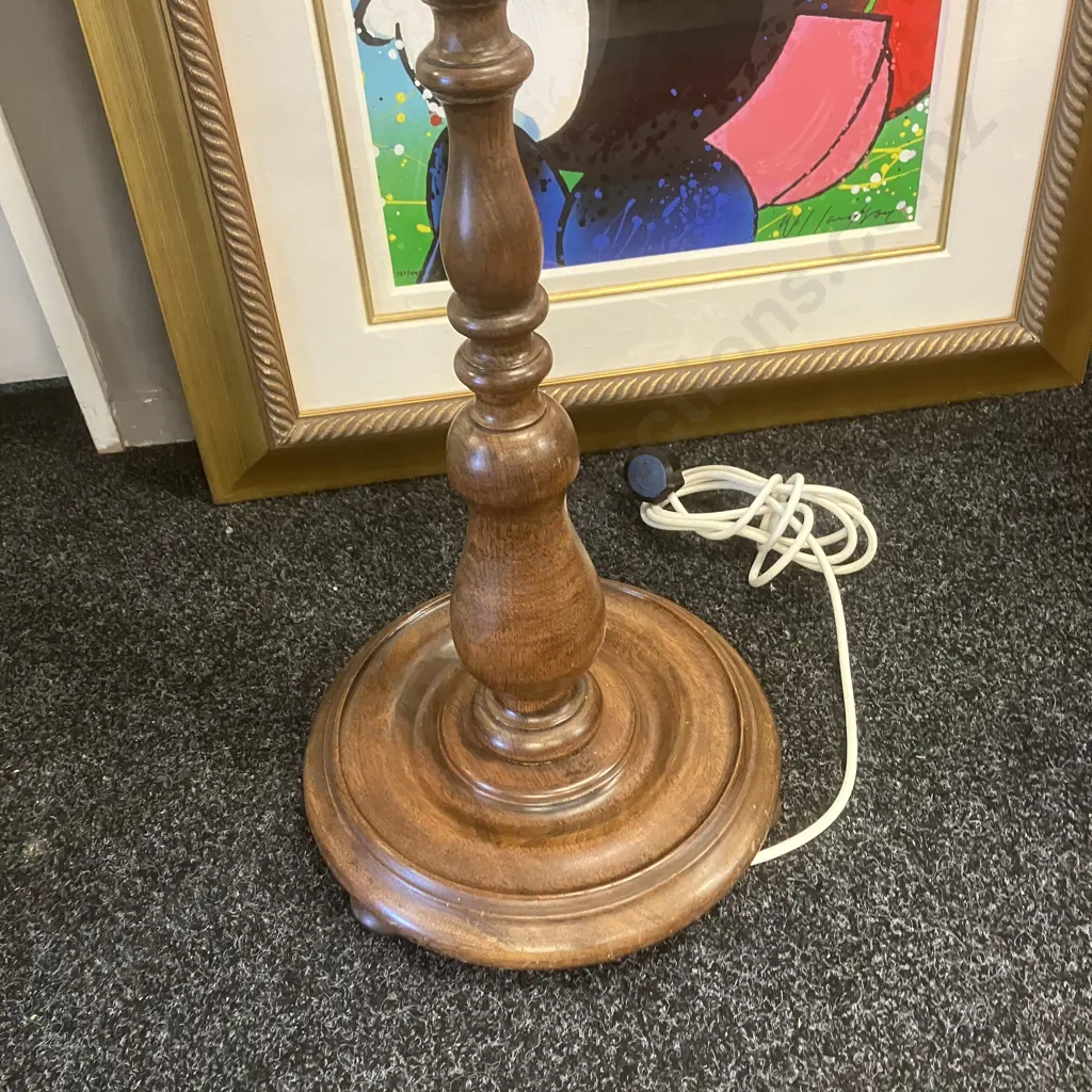 Oak Floor Lamp With White Fabric Braided And Tasselled Shade. H187cm Image 1++