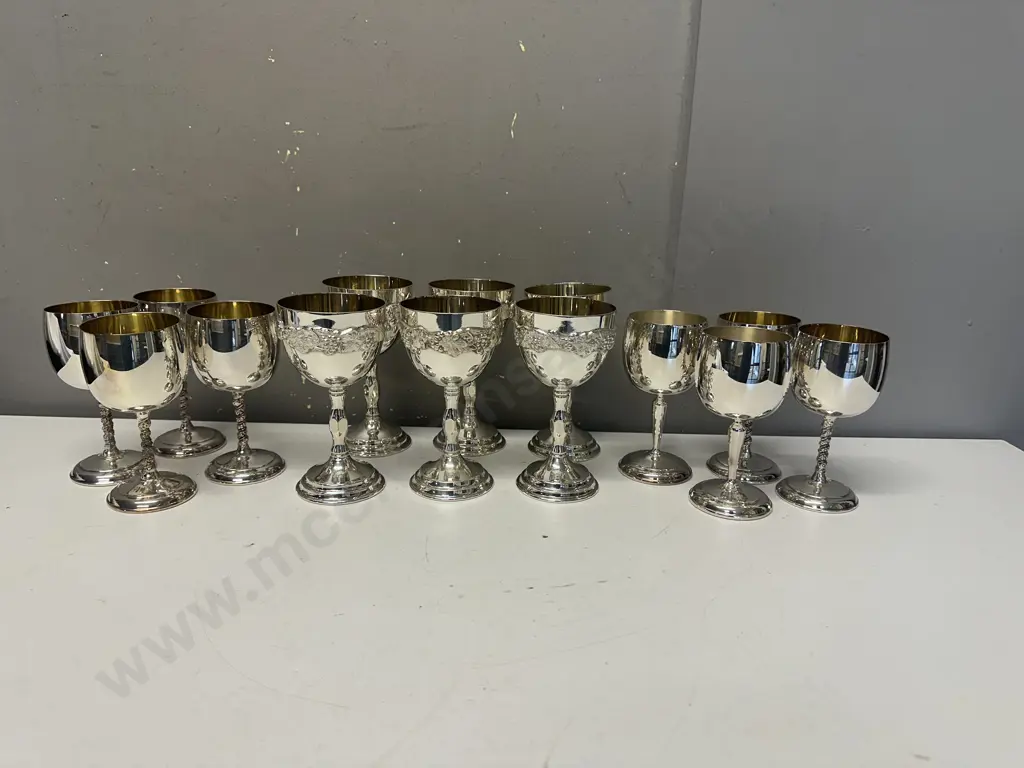 Vintage Silver Plated Wine Goblets Including Johnson & Sherwood Image 1++