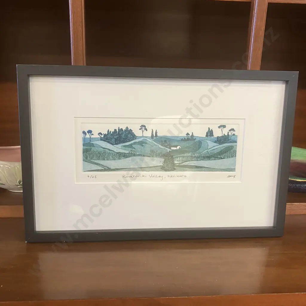 Stephanie McKechnie - McLellan 'Karakariki Valley, Waikato' 6/25 Signed Framed Print. 22 x 34.5cm Image 1++