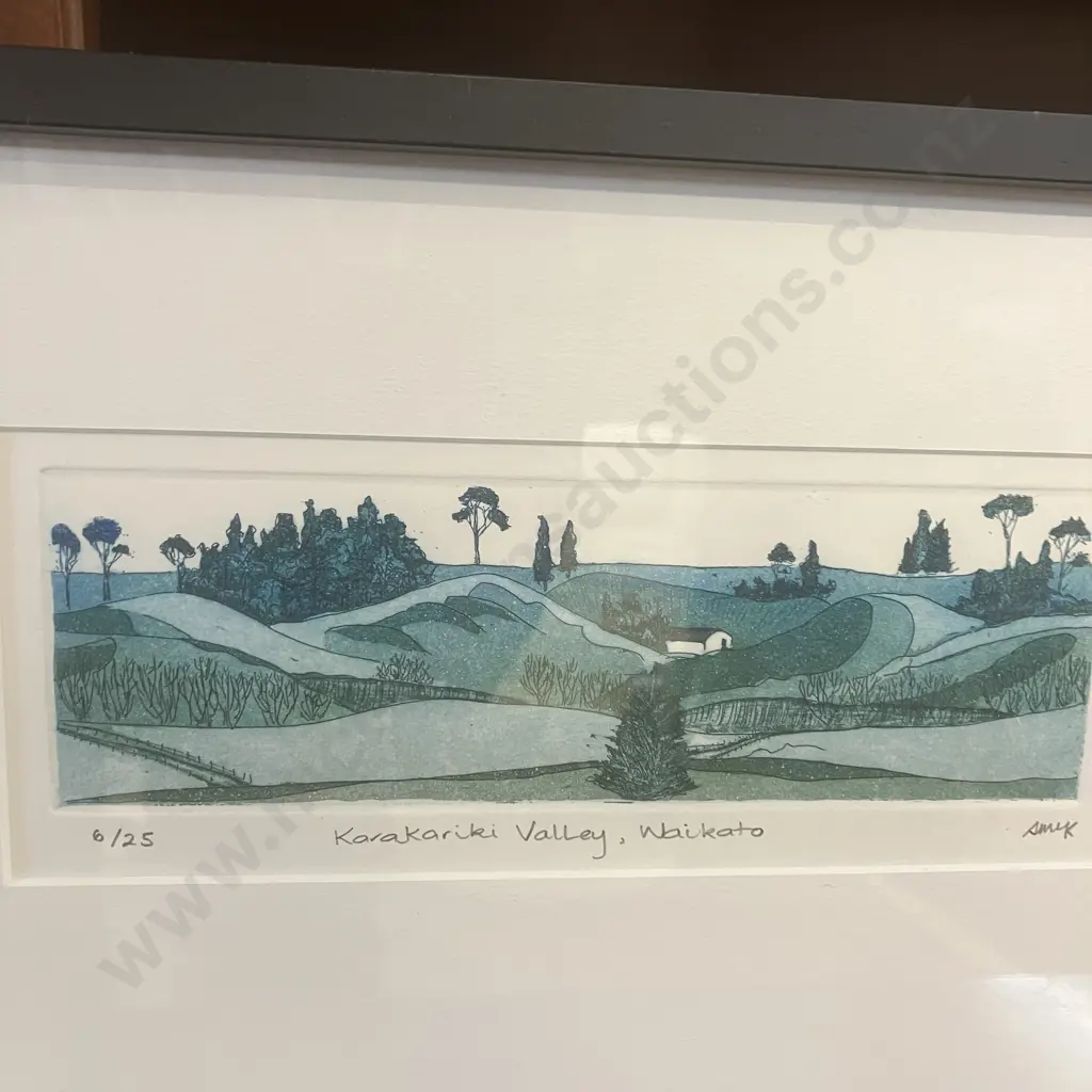Stephanie McKechnie - McLellan 'Karakariki Valley, Waikato' 6/25 Signed Framed Print. 22 x 34.5cm Image 1++