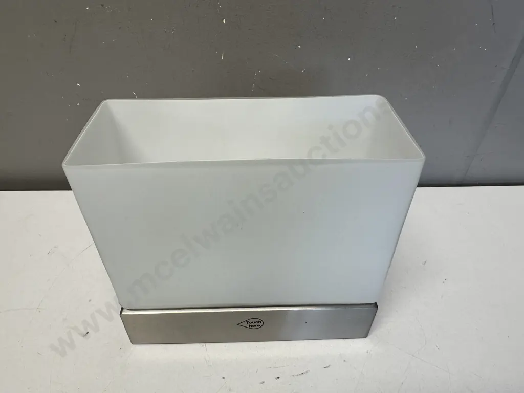 Stylux Touch Light Model T-516 Stainless Look Base, White Glass Shade. 20 x 23cm Image 1++