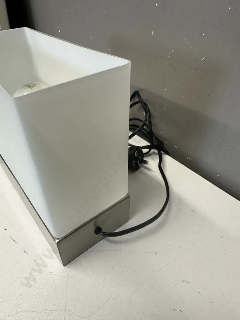 Stylux Touch Light Model T-516 Stainless Look Base, White Glass Shade. 20 x 23cm Image 1++