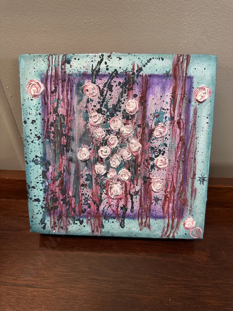 Artwork On Canvas Cellular Cluster By Victoria Wells 20x20cm Image 1++