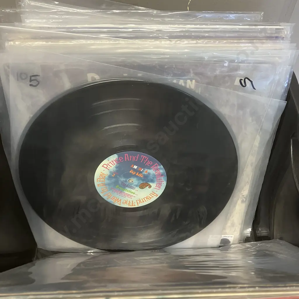 Black Bin of 35 Vinyl LPs Image 1++