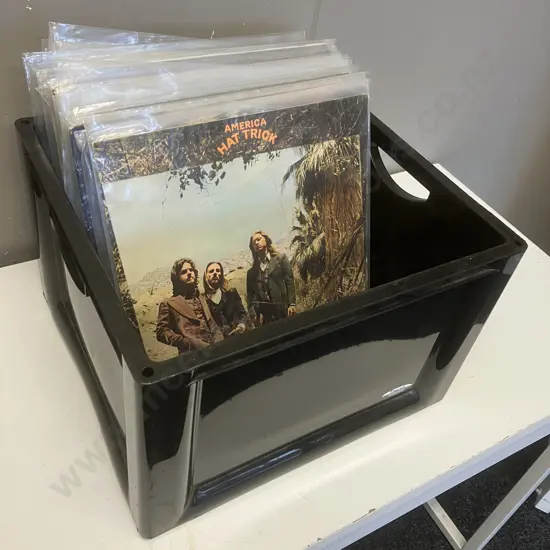 Black Bin of 35 Vinyl LPs