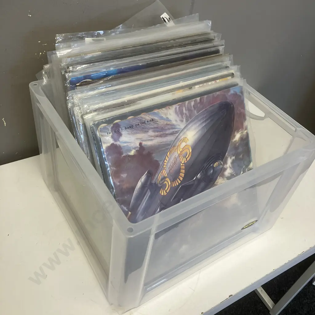 Clear Bin of 43 Vinyl LPs Image 1++
