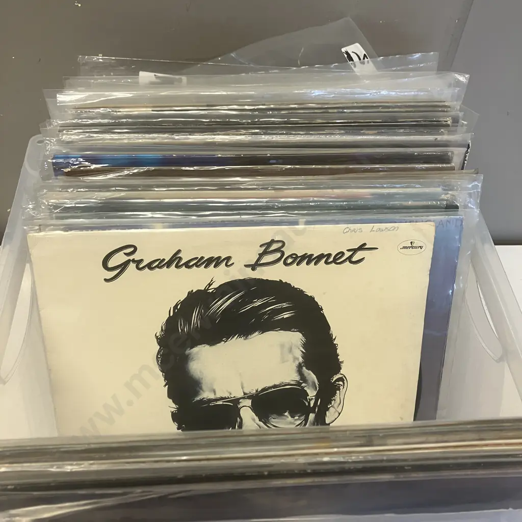 Clear Bin of 43 Vinyl LPs Image 1++