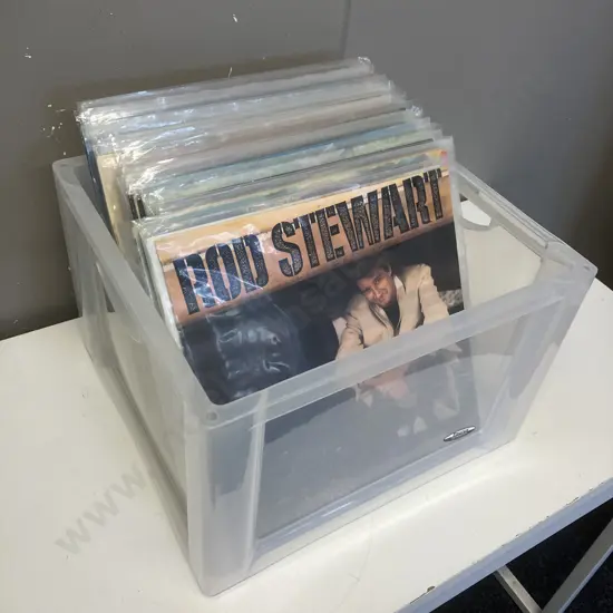 Clear Bin of 50 Vinyl LPs