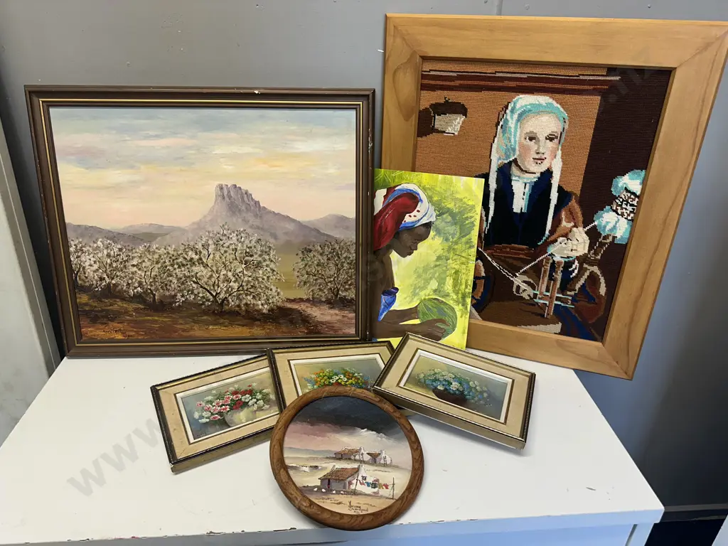 Selection of Vintage Artwork, Signed Oils, Tapestry Etc Image 1++