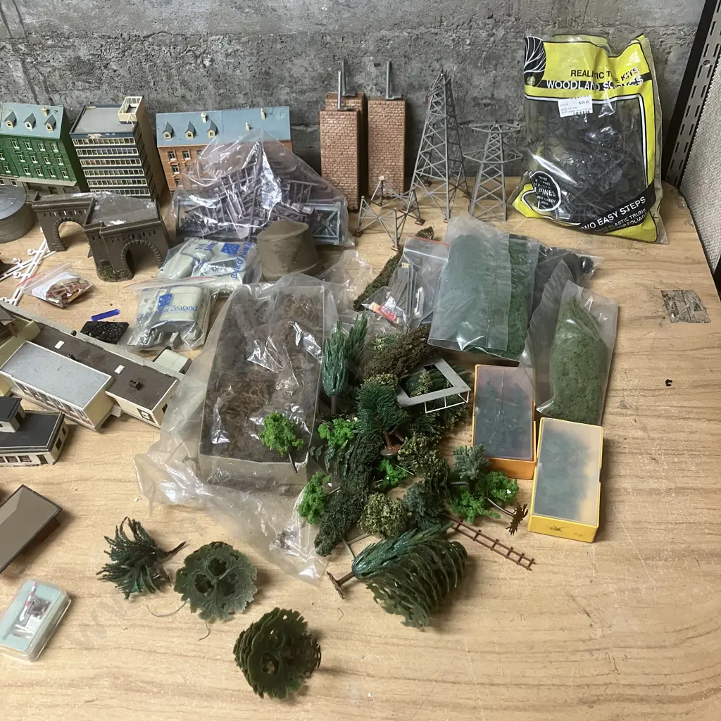 Large Assortment Model Railway Buildings, Trees Etc Image 1++
