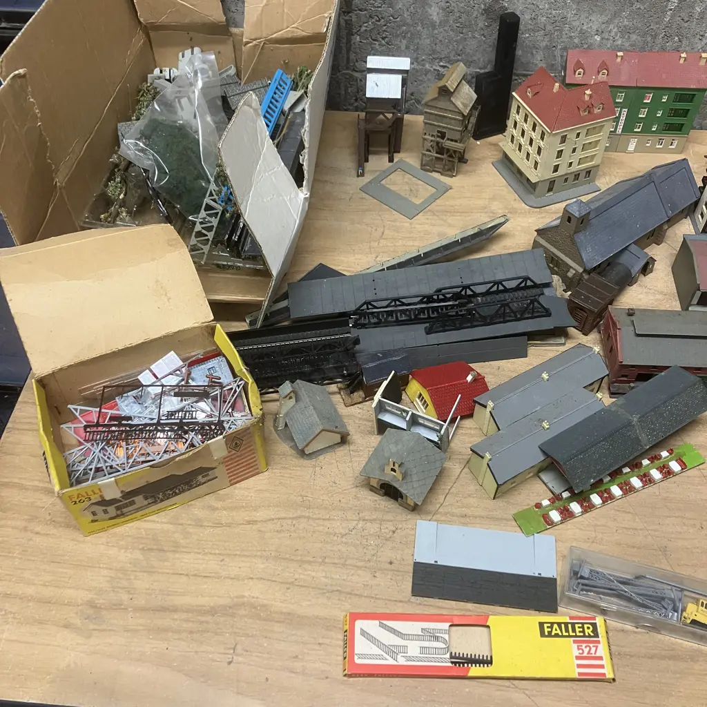 Large Assortment Model Railway Buildings, Trees Etc Image 1++