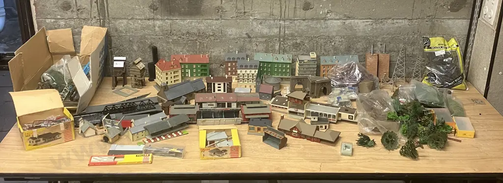 Large Assortment Model Railway Buildings, Trees Etc Image 1++