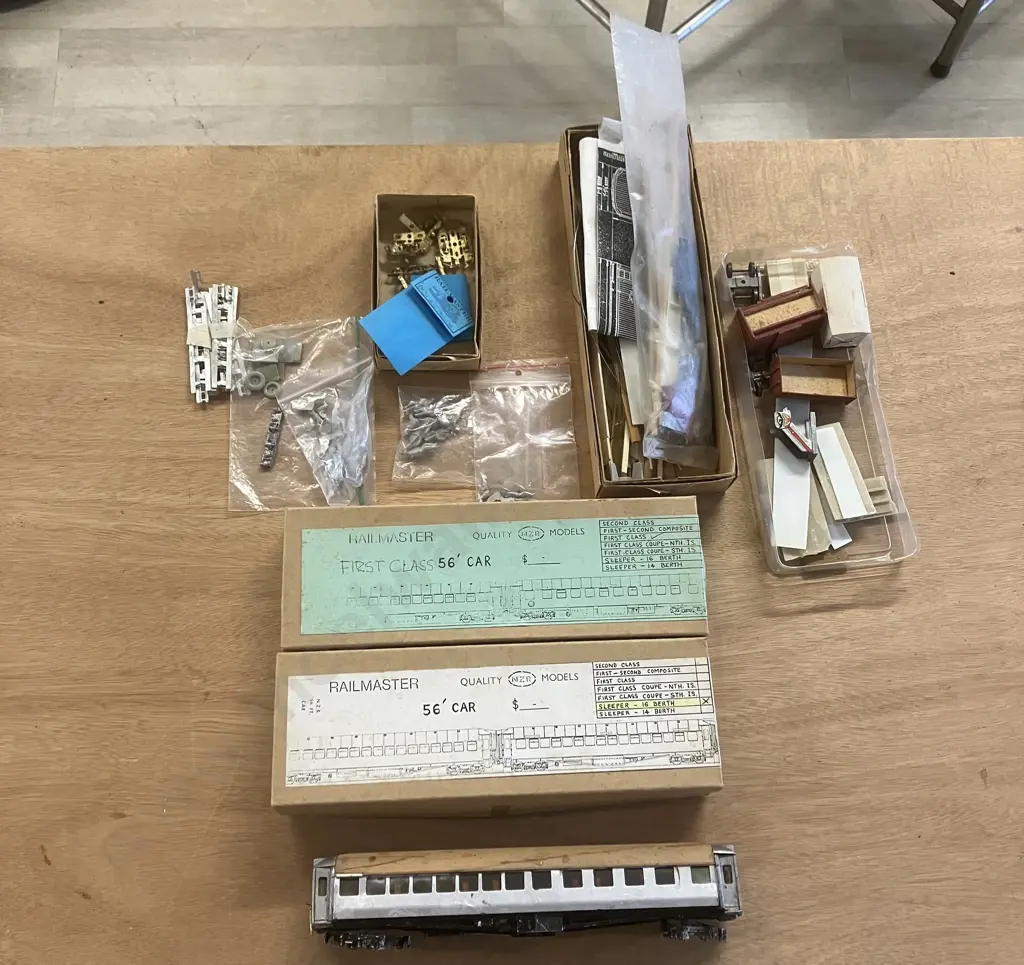 Railmaster N.Z.R. 56' Main Trunk Passenger Car Kit & 56' First Class Car Kit & Assorted Other Bits Image 1++