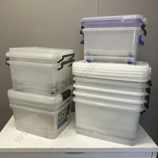 Lot of 12 Plastic Bins With Lids
