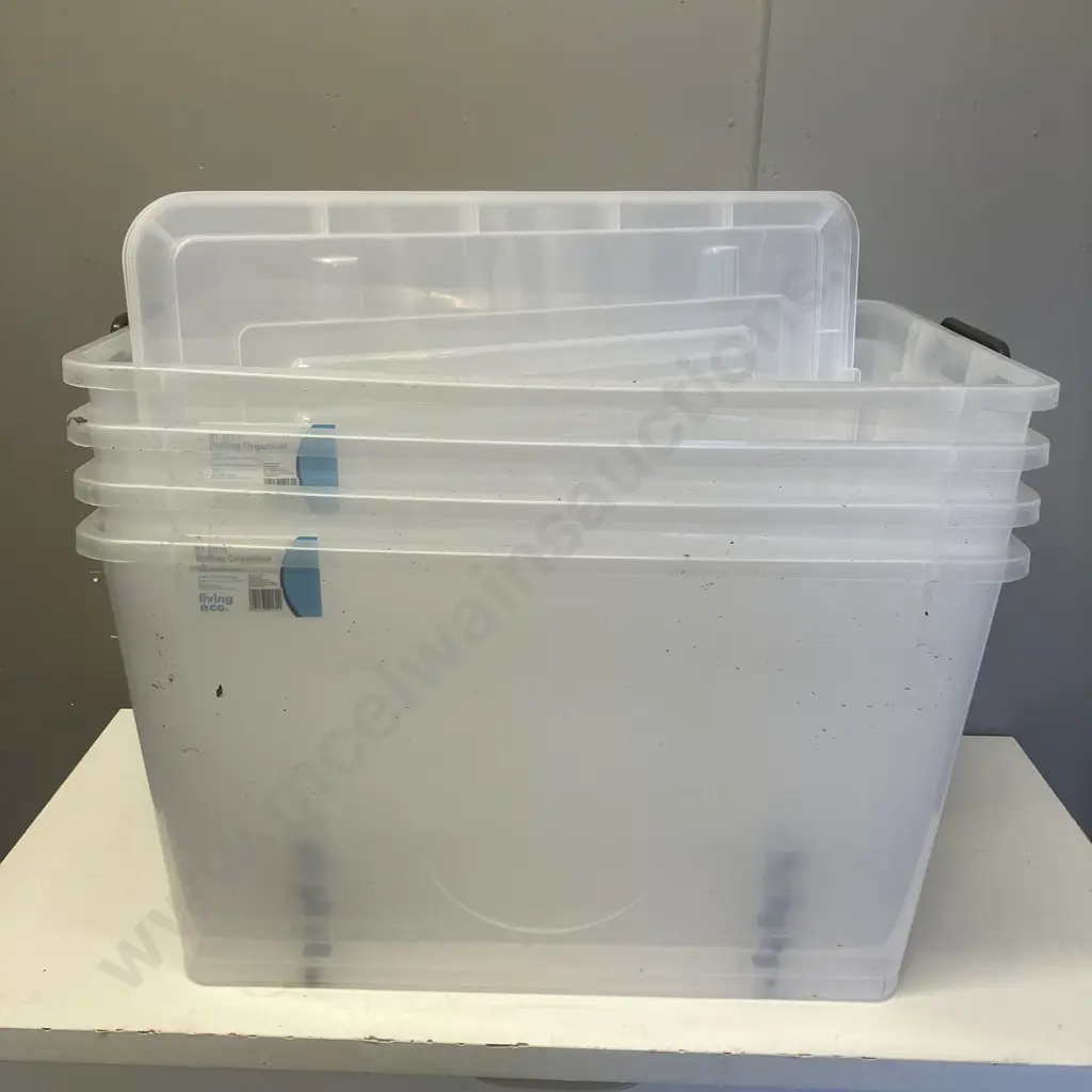 Four x 87 Litre Rolling Organisers With Lids. H38.5 W66.6 D45cm Image 1++