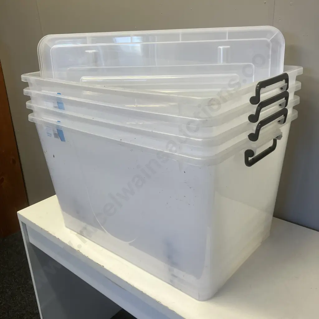 Four x 87 Litre Rolling Organisers With Lids. H38.5 W66.6 D45cm Image 1++