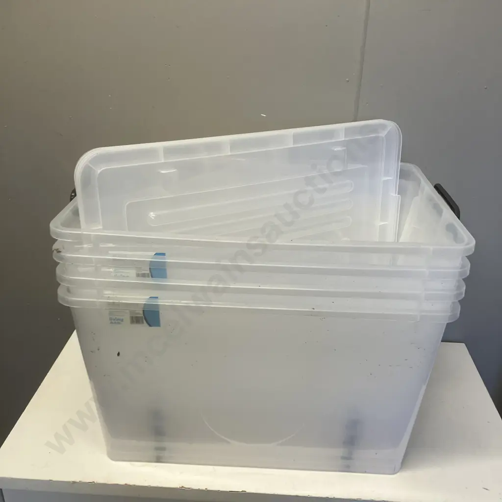 Four x 87 Litre Rolling Organisers With Lids. H38.5 W66.6 D45cm Image 1++