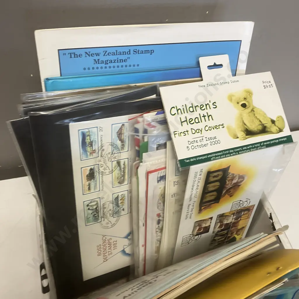 Box lot Assorted Stamps, FDC;s Catalogues Evc Image 1++
