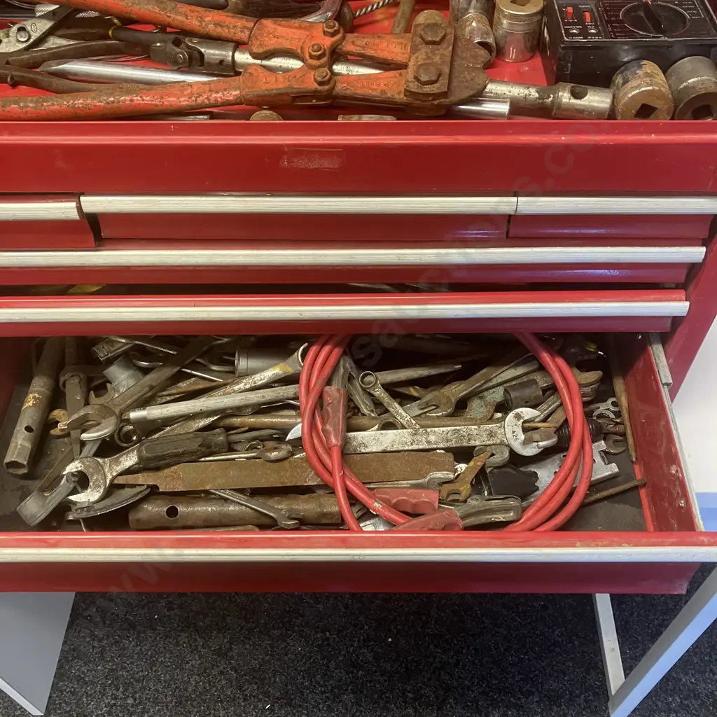 Red Metal 6 Drawer Tool Chest With Tools Image 1++