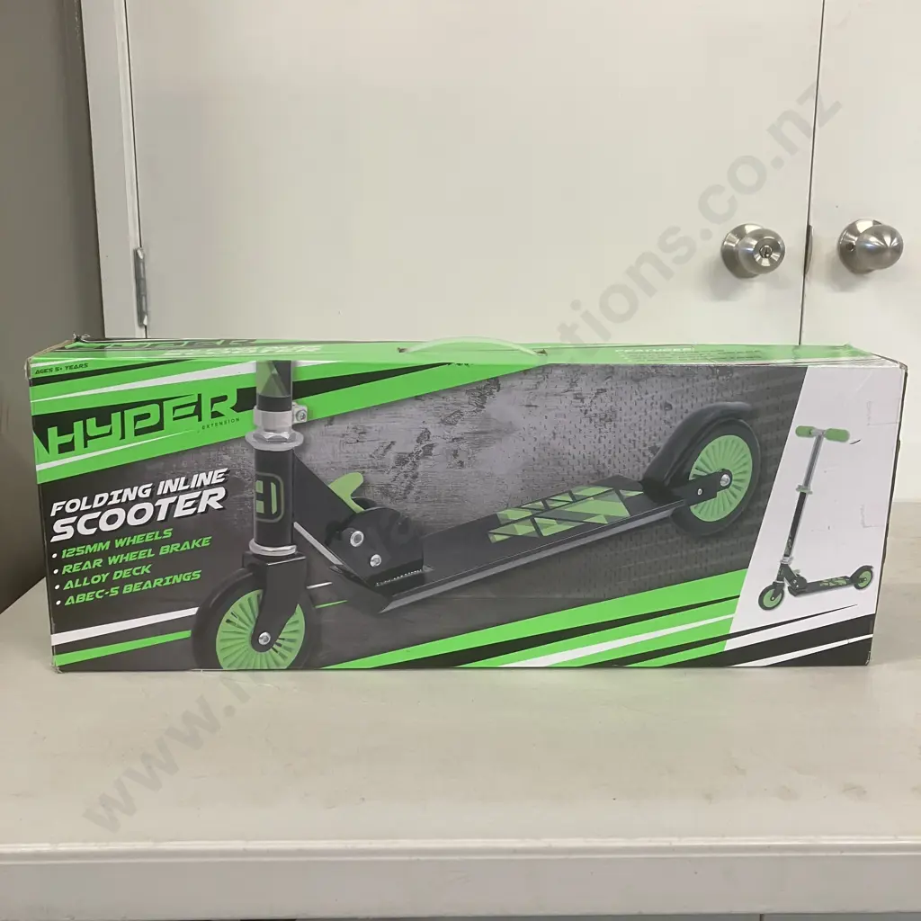 New Hyper Extension Folding Inline Scooter, Alloy 34cm, Green Image 1++