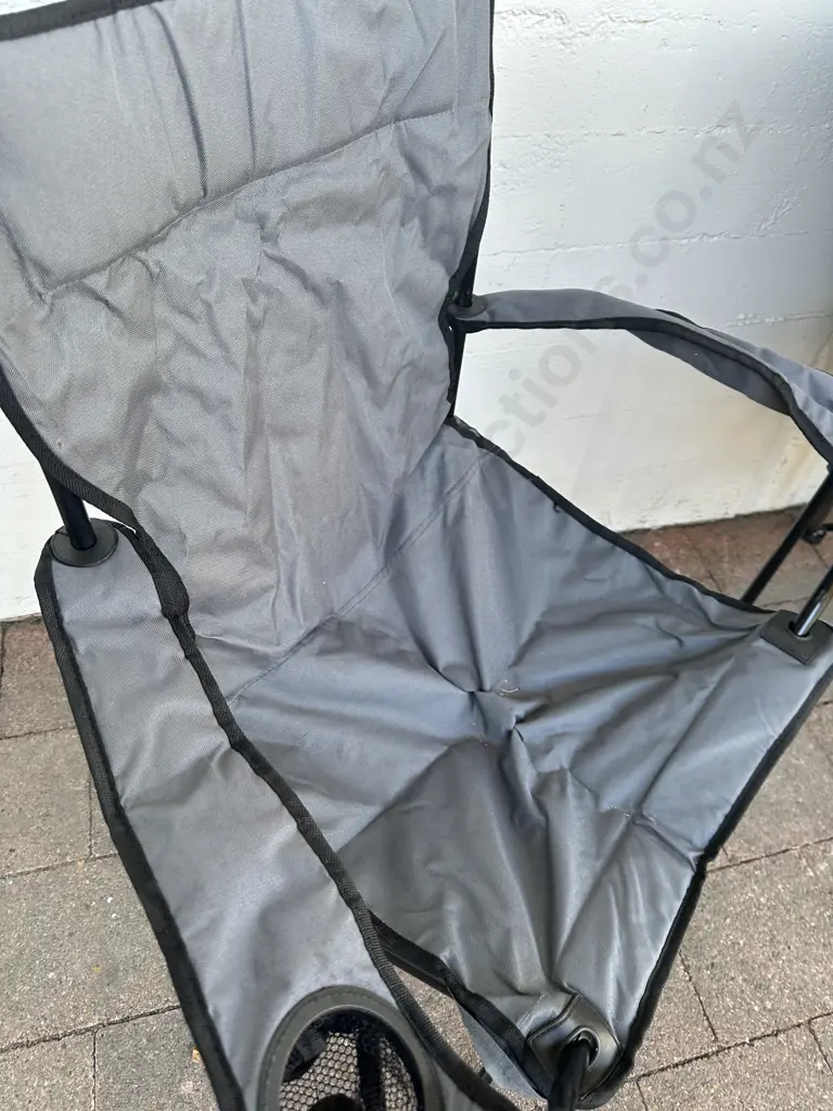 Pair Of Camping Chairs Grey With Bags Image 1++