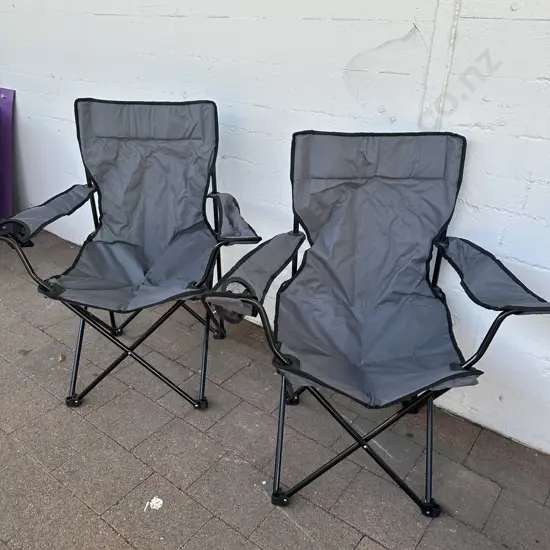Pair Of Camping Chairs Grey With Bags
