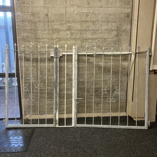 Pair of Steel Driveway Gates With Arrow Finials. 134 x 234cm