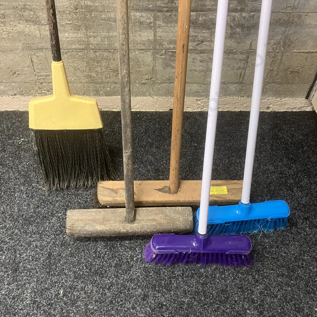 Brooms & Bucket With Dustpans Image 1++