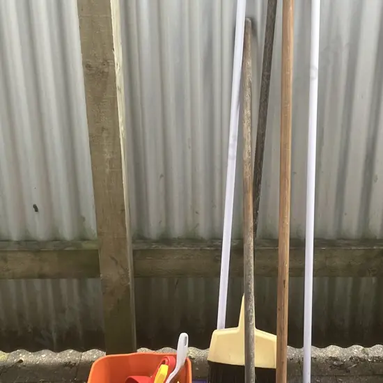 Brooms & Bucket With Dustpans