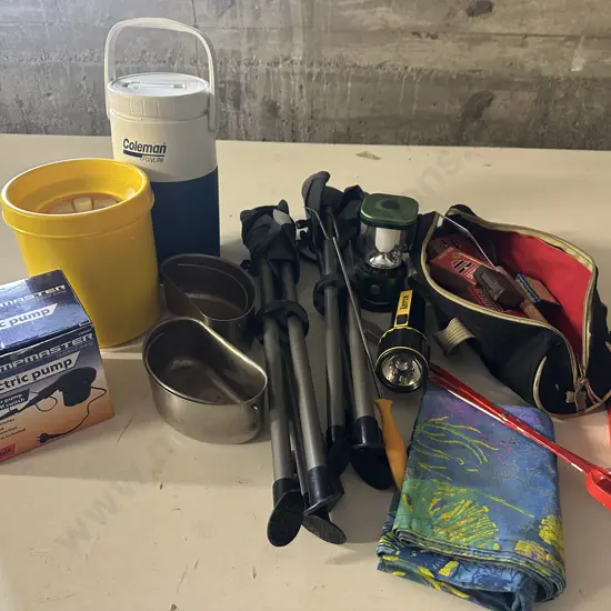 Basecamp Stools, BBQ Items, Coleman Jug Etc
