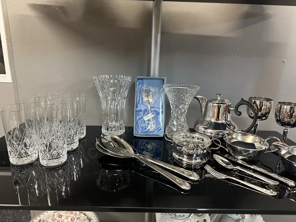 Assorted Crystal & Silverware Items Image 1++