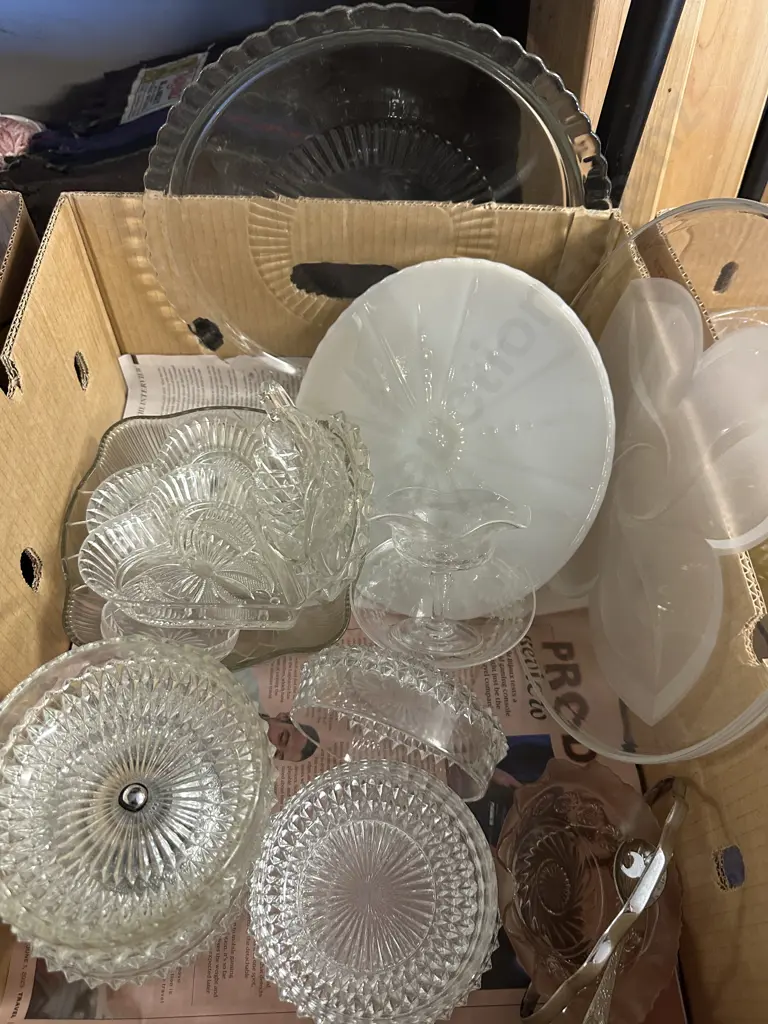 Box Of Vintage Glass Ware Image 1++