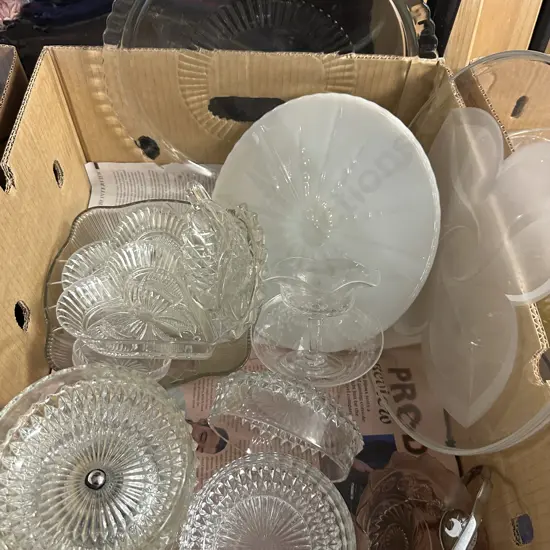 Box Of Vintage Glass Ware