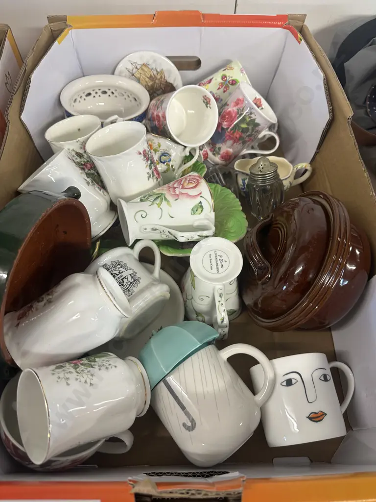 Assorted China Items Including Pearsons Lidded Casserole Dish, Coffee Mugs Etc Image 1++