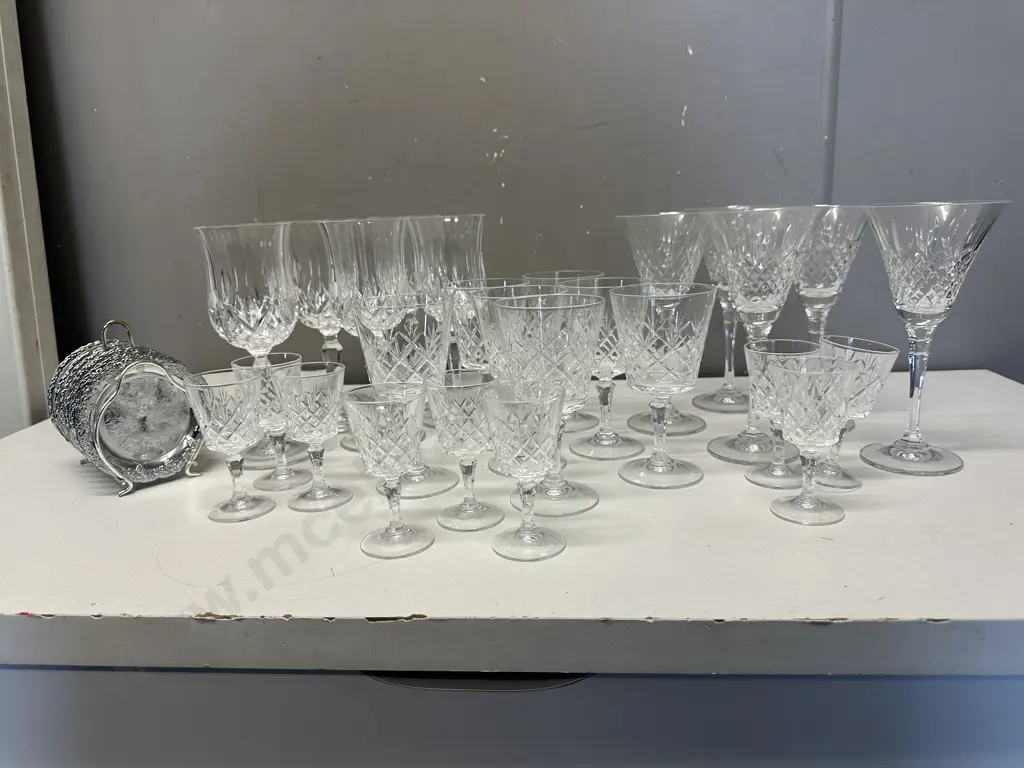 Large Selection of Crystal Glasses Including Silverware Coasters Image 1++