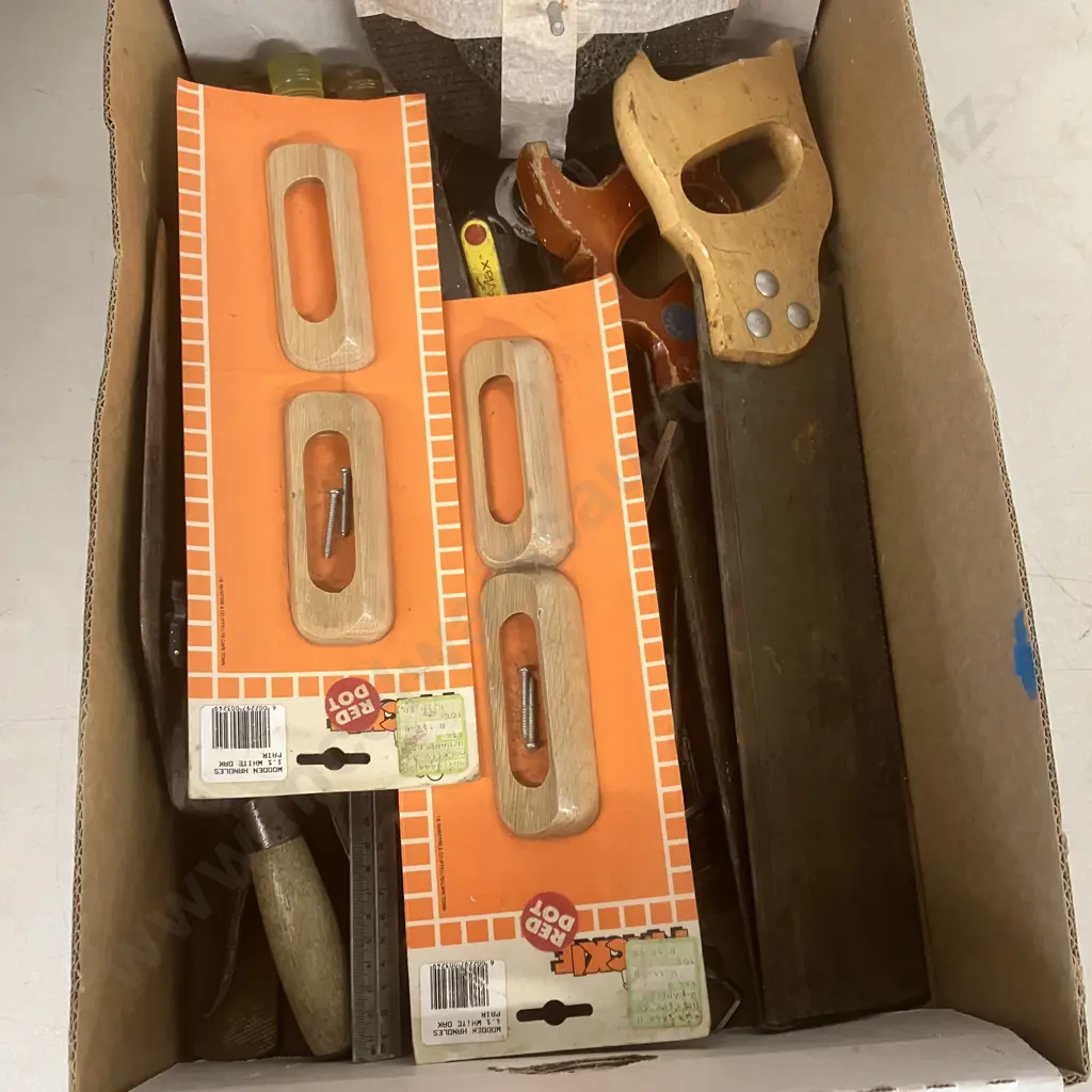 Box lot Assorted Tools & Hardware Etc Image 1++