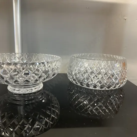 Pair Of Vintage Crystal Bowls Including 1x Footed
