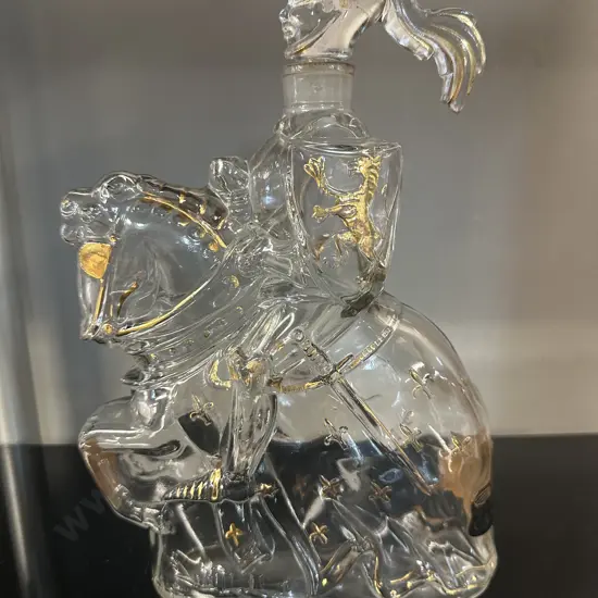Vintage Castagnon Knight On Horse Glass Decanter Originally Used For Armagnac Brandy H28cm.