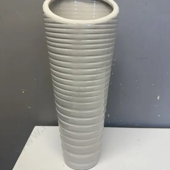 Large Cream Ribbed Vase H47cm.
